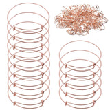 Aylifu Rose Gold Expandable Bangles, 20 Pieces Adjustable Wire Blank Bangle Bracelet with 100 Pieces Open Rings for Womens DIY 