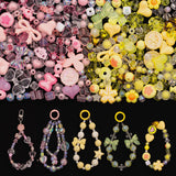 LAIDANLA Pink and Yellow Assorted Acrylic Beads for Bracelets Jewelry Making, Aesthetic Cute Beads Flower Star Heart Bow Butterf