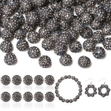 LAIDANLA 120pcs 10mm Hematite Rhinestone Beads Baseball Beads for Crafting, Shiny Round Shamballa Disco Beads, Sparkle Crystal C