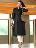Libas Women'S Silk Regular Kurta (29275_Black Black S