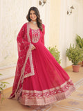 Wedani Georgette Sequins Embroidered Work Anarkali Kurta Set For Women (In Alpha L Regular Pink),PINK,L,Georgette,Anarkali,Dupatta