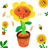 Easfan Singing Dancing Sunflower Talking Toy Electric Musical Plush Repeat What You Say Funny Speaking Interactive Toy Birthday 