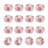 Craftdady About 60Pcs Handmade Gold Sand Lampwork Faceted Rondelle Glass Beads Strands Flower Inlaid Spacer Loose Beads for DIY 
