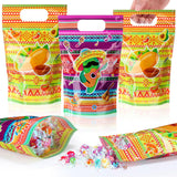 Fuutreo 50 Pcs Mexican Gift Bags Clear Fiesta Sealing Pouches with Handles Resealable Cinco De Mayo Plastic Bag for Fiesta Theme