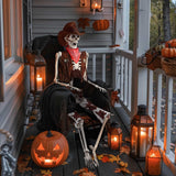 AW Halloween Pirate Life Size Skeleton Full Size Western Cowboy Skeleton 5.4 Ft Human Bone with Detailed Costume Plastic Party P