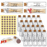 Chuangdi 24 Set Empty Matches Jars with Cork Top and 48 Striker Stickers Wedding Matches Favors Bulk Glass Match Holder with Str
