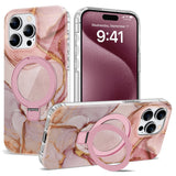 ETPESOK Compatible with iPhone 15 Pro Max Case Marble Pattern with Magnetic Ring Stand [Compatible with Mag-Safe] TPU Protective