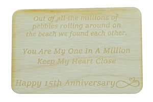 15th Your My One in A Million Gift - 15th Anniversary Metal Heart Pebble Gift -Keep My Heart Close
