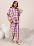 Libas Womens Printed Silk Blend Co-Ord Set For Women Purple Purple M