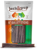 Jack&Pup 6-inch Gullet Sticks for Dogs - Odor Free Joint Health Support Dog Chews - Fresh and Savory Beef Gullet Sticks - Natura