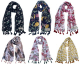 Fusfus WomenS Printed Chiffon Scarves And Stoles, Free Size(Multicolour, Fs1046) Pack Of 6 (Multicolor1)