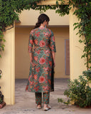 Gosriki Women'S Rayon Blend Printed Straight Kurta With Pant & Dupatta (Fta Green-Nrt-Gs_3Xl_Green_Xxx-Large),Green,3,B0CYQC4VQY