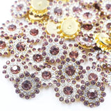 14mm 150pcs Crystals Light Purple Glass Gems Sew on Rhinestones, Metal Base Claw Flatback Rhinestones for Crafting, Sunflower Sh