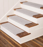 Oak Valley Designs Rounded Bullnose Carpet Stair Treads - Anti Slip Indoor Stair Mats for Wooden Stairs, Style: Bayside Charm, S