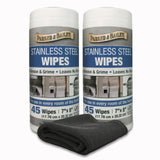 Parker & Bailey Stainless Steel Cleaner Wipes (2) 45 Count PreMoistened Wipes with Microfiber Cloth, StreakFree Shine, Remov