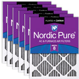 Nordic Pure 16x20x1 (15 1/2 x 19 1/2 x 3/4) Furnace Air Filters MERV 8 Pleated Plus Carbon 6 Pack