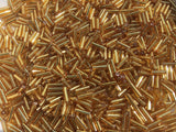 Czech Bugle Beads 40 gr / 1.4 oz Glass Tube Size #3 7mm (Gold)