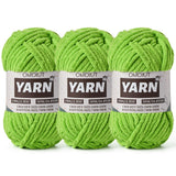 3 Pack Lime Green Fluffy Chunky Chenille Crochet Yarn, Baby Yarn for Crocheting Soft Blanket, Bulky Velvet Yarn (100g/54.8yds Ea