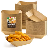 ZORRITA 1/2 Lb Small Paper Food Trays, 120 Pack Disposable Food Boats Mini Brown Paper Serving Baskets for Party Nachos Fries Ta