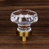 HIEMEY Glass Crystal Dresser Cabinet Knobs Antique Vintage Brass, Octagon Knobs and Pulls for Dresser Drawers, Bathroom Kitchen 