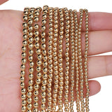 Songxi 180pcs 2mm 14K Gold Hematite Natural Round Stone Beads for Jewelry Making, Smooth Loose Small Gemstone Beads for Bracelet