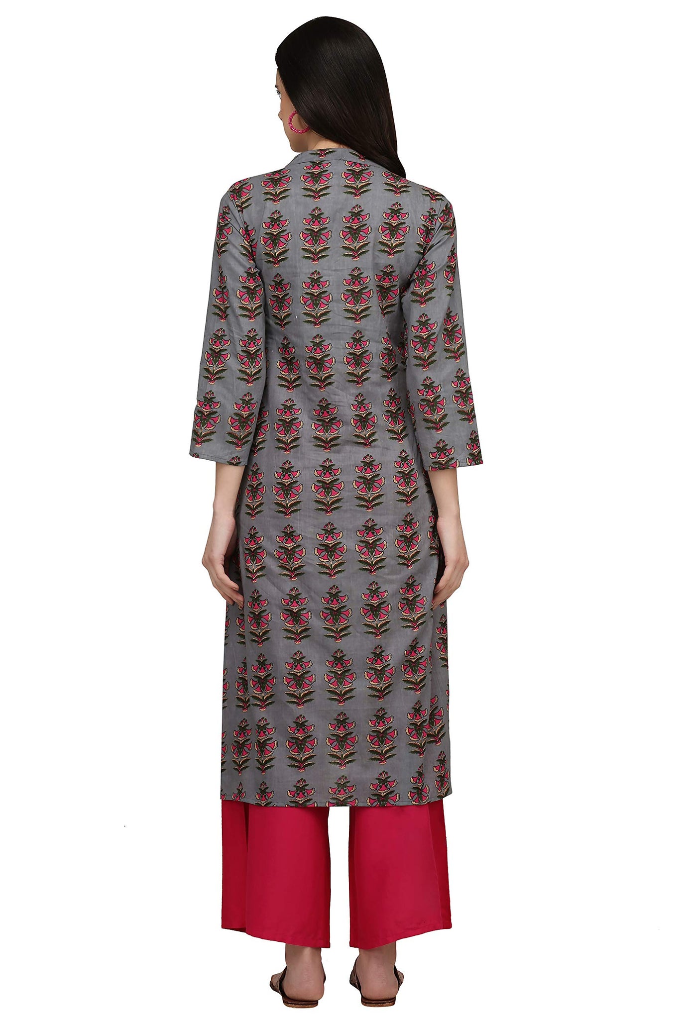 Gosriki Women'S Cotton Kurta (Kur190022-Xl_X-Large_Grey),grey,,B07QGM8DG8