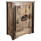 Montana Woodworks Homestead Collection Accent Cabinet With Laser Engraved Moose Design, Left Hinged, Stain & Clear, Stained & Cl