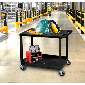 Luxor Ec21-B Cart With 1 Tub Shelf With 1 Flat Shelf, 18'' X 32'', Black