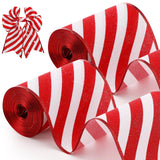 Waydress 2 Rolls Christmas Peppermint Stripe Ribbon Glitter Wired Candy Cane Fabric Wrapping DIY Craft Wide Ribbons for Christma