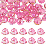 FASHEWELRY 30Pcs Deep Pink Wind Bell Beads Acrylic Flower Bead Caps 24mm UV Plating Floral Jellyfish Beads for DIY Earring Wind 