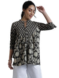 Libas Women'S Cotton Printed A-Line Kurti (29067R_Black