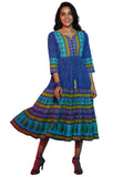 Libas Women'S Cotton Fit And Flare Midi Dress (58171_Blue