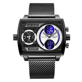 Feice Wathes For Men Digital Led Analog Quartz Wristwatch Business MenS Black Dial Watch Multifunction Square Chronograph 24H Ca