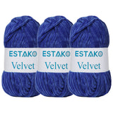Estako Velvet (3- Skeins Pack) Chenille Blanket amigurumi Yarn for Crocheting and Knitting Super Bulky 3x100 gr (3x132 yds) (124