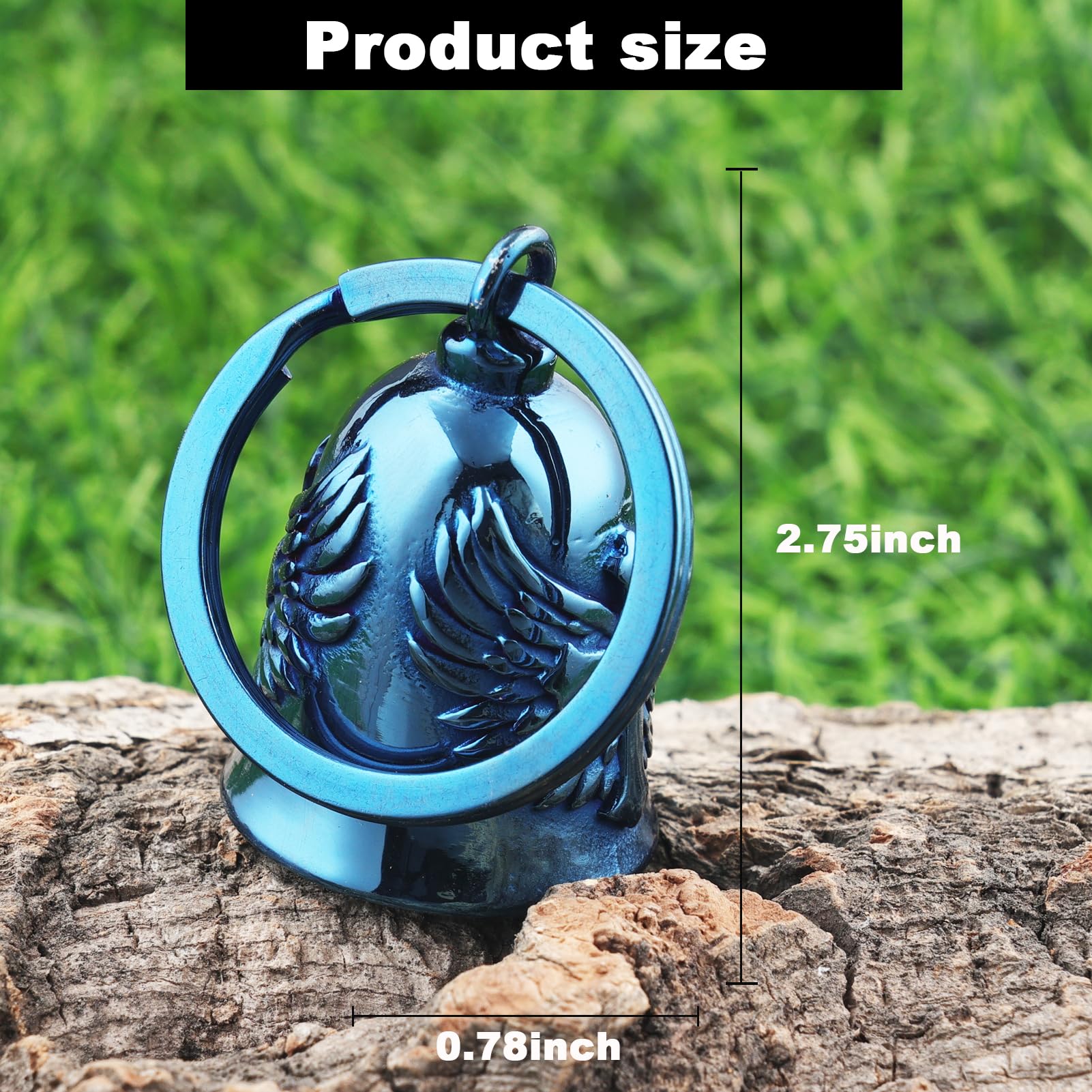 Motorcycle Cross Bell - Motorcycle Key Chain Biker Wing Bells Protect The Rider Motorcycle Accessories (Blue)