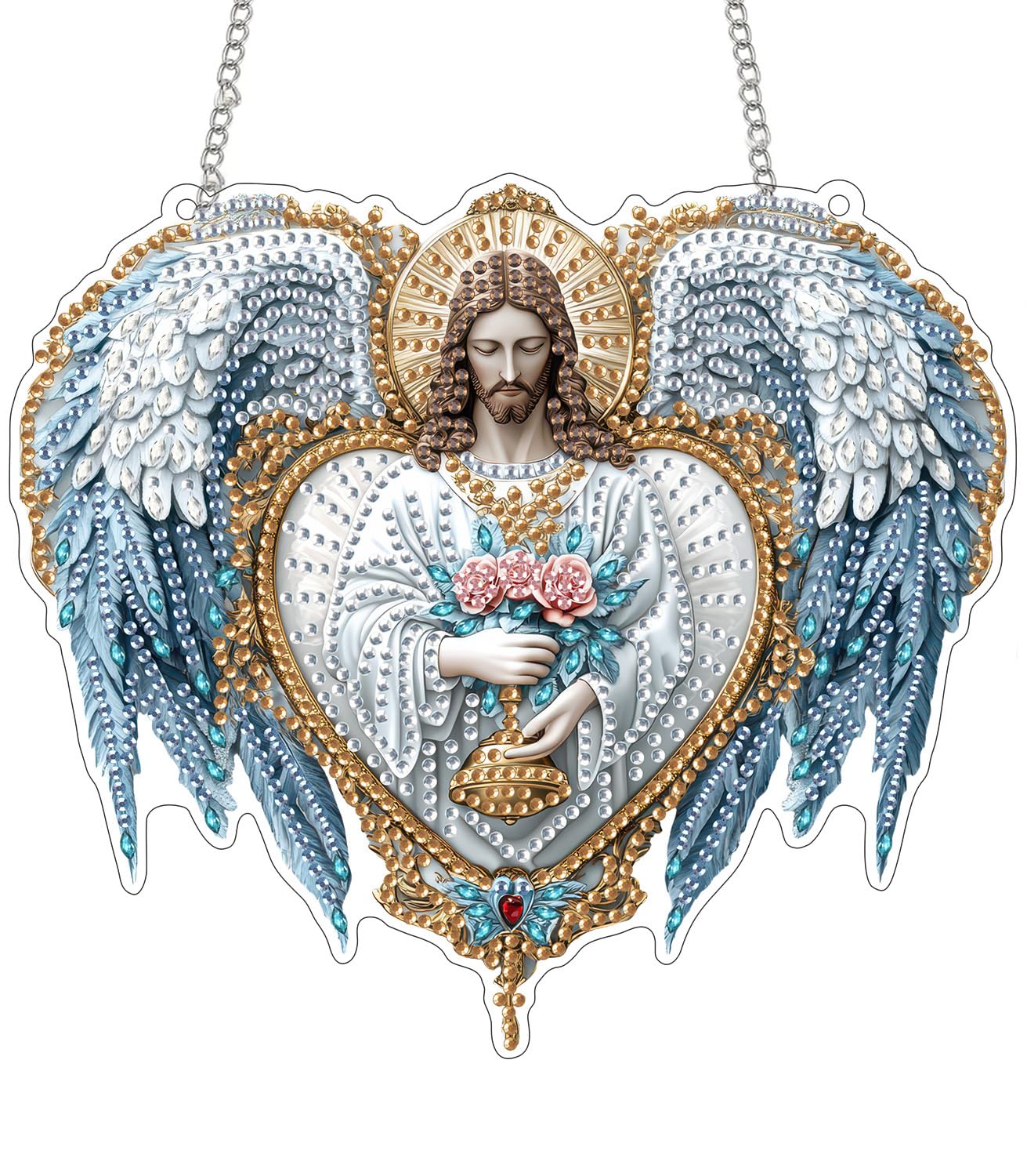 SKRYUIE Hanging Diamond Art Kits for Adults Christ, DIY Window Pendant Diamond Painting Kit Sun Catcher, Special Shaped Crystal 