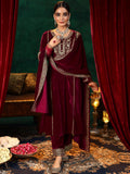 Libas Women'S Velvet Kurta Set (48787O_Maroon Maroon 3Xl