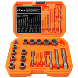XEWEA 26PCS Screw & Bolt Extractor with Right Drill Bit Set?with Hex Adapter?, Impact Easy Out Tools Stripped Screw Remover EZ O