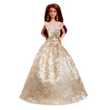 Barbie Signature 2025 Holiday Dark Brown Hair Fashion Doll Wearing Silver & Gold Gown, Seasonal Collector in Displayable Packagi