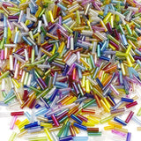 LIMAOLLY 90g Bugle Beads 2x7mm Mini Long Tube Seed Bead Glass Craft Beads AB Color Loose Spacer Beads for Earring Bracelets Neck