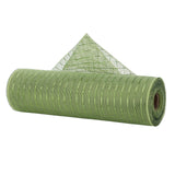 Fine Weave Metallic Deco Poly Mesh for Wreaths, Bows, Crafts, and Decorations, 10 Inches x 10 Yards (Moss Green, Lime Foil)