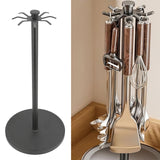 Miriam Song Kitchen Countertop Utensil Holder, with 8 Hooks Metal Rotating Kitchen Utensil Storage Hanger Organizer for Countert