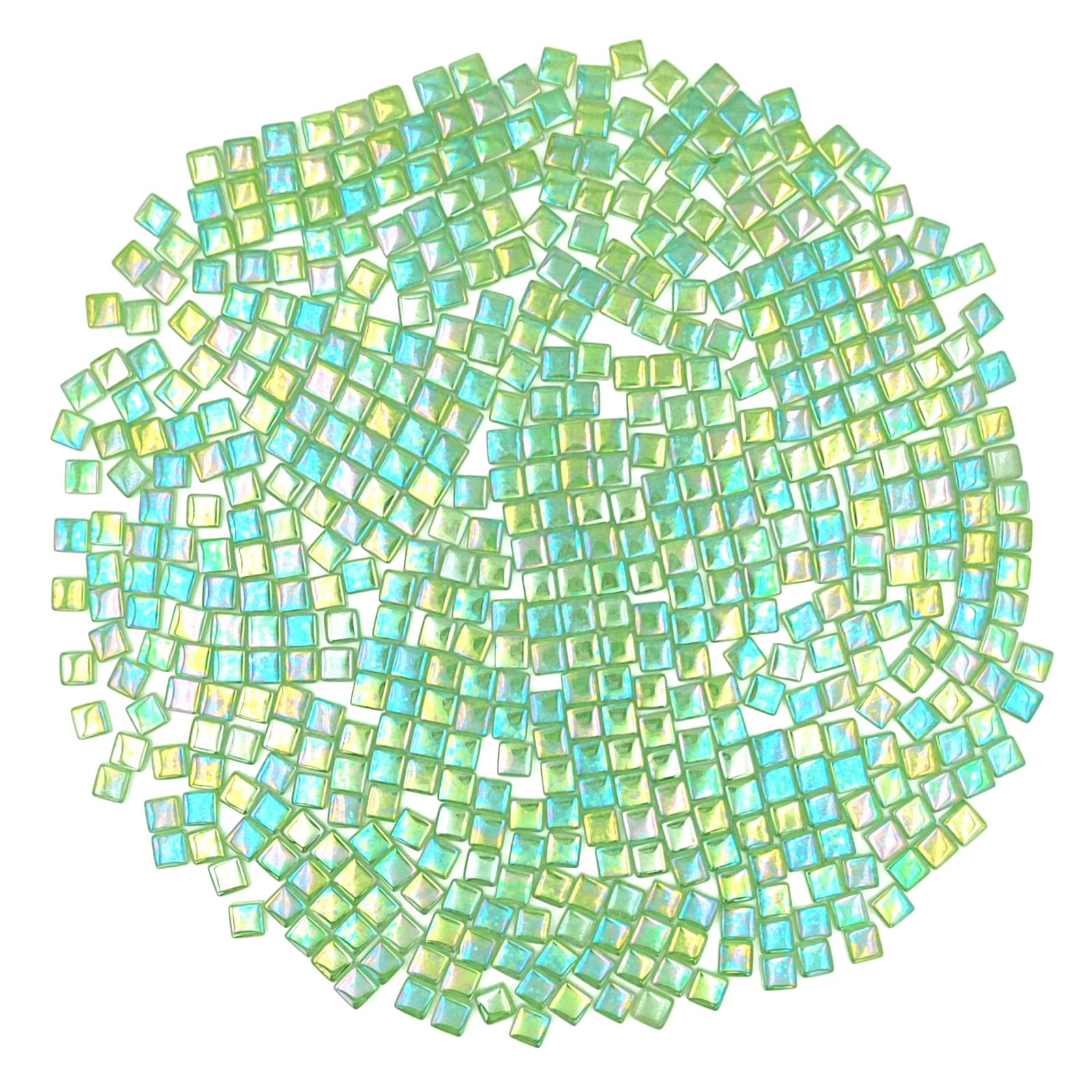 1.1lb Square Crystal Mosaic Tiles, Iridescent Mosaic Glass Tiles for Crafts, Mosaic Pieces DIY Hobbies Children Handmade Jewelry