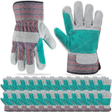 Ferrochef 24 Pairs Leather Work Gloves Bulk for Men Women Heavy Duty Leather Yard Gardening Gloves with Reinforced Palms Safety 