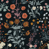Fiula Floral Peel and Stick Wallpaper Vintage Wallpaper Dark Blue Wall Paper Wildflower Contact Paper for Cabinets Vinyl Renter 