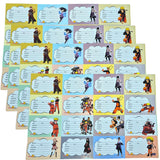Pmw Cartoon Book Labels for Kids Ninja Character Name Stickers, Easy Write & Stick for School Supplies Random Model Pack