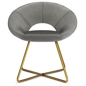 Simplihome Barrett 24 Inch Wide Mid Century Modern Accent Chair In Grey Velvet Fabric, For The Living And Family Room