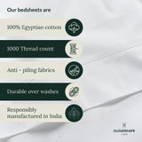 100% Egyptian Cotton Sheets Queen Size Bed Set - 4 Pcs, White Queen Sheet Set | 1000 Thread Count Egyptian Cotton Sheets Queen |