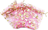 brown leaf 12x15 cmTransparent Printed Dark Pink Organza Potli Bags Jewellery Pouch Best for Wedding Diwali Rakhi Party Supply B