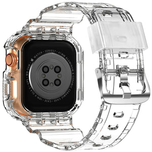 XYF Compatible for Crystal Clear Apple Watch Bands, 45mm 44mm 42mm Bumper Case for Men Women Jelly Sport Case Band for iWatch Ul